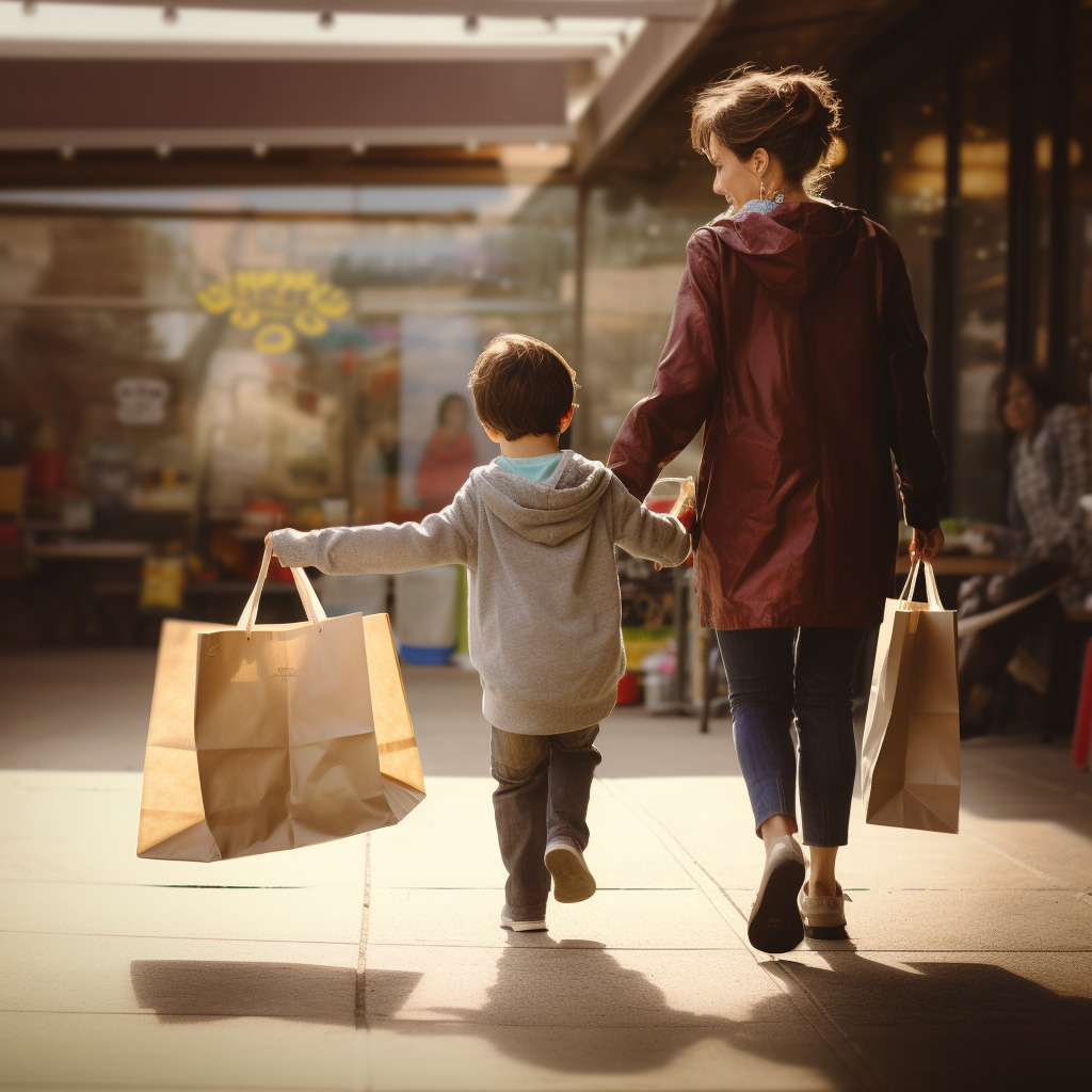 mother and son shopping- why are women leaving their marriage
